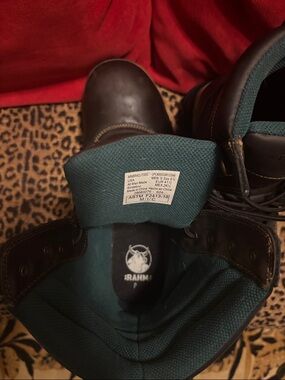 Brahma Men's Dark Brown Work Boots with Teal Liner